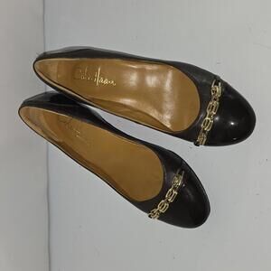 0296 Cole Haan NikeAir Brown Wedge Heel With Gold Chain Size 6B‎